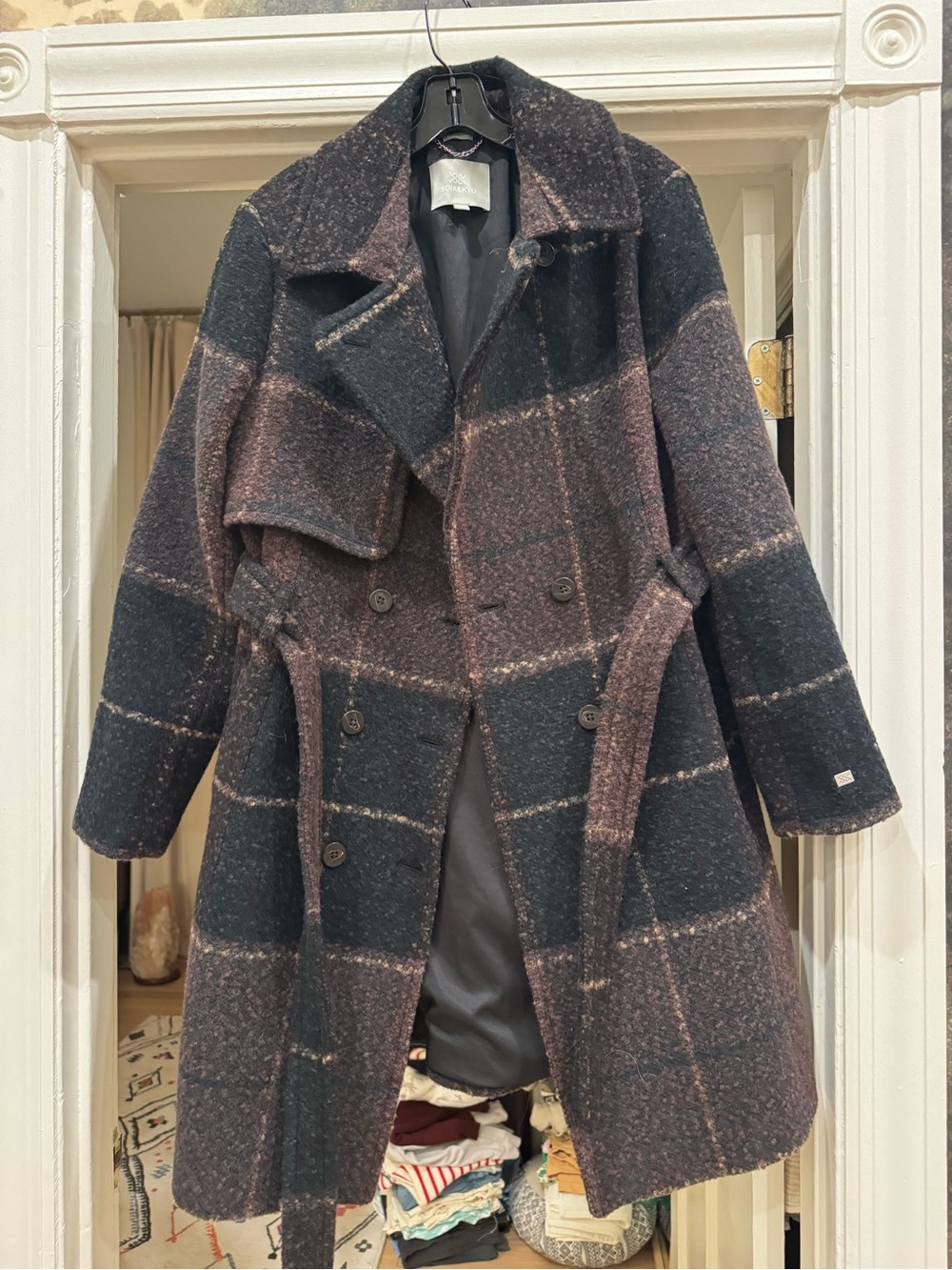 Wool-Blend Plaid Belted Coat by Soia & Kyo